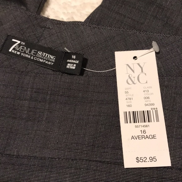 NWT New York & Company black/dark gray average dress pants Size 16 - Picture 4 of 6